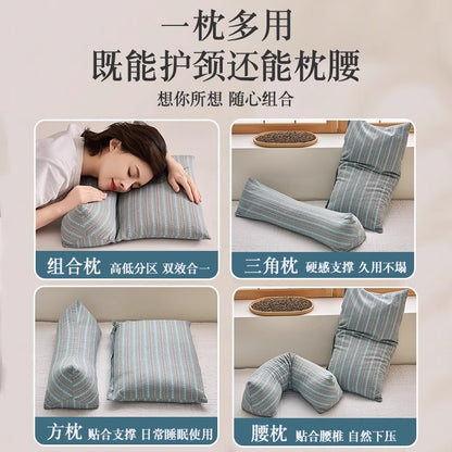 Buckwheat Shell Cervical Spine Pillow, Cervical Spine Protection, Sleep Aid, Triangular One-Piece Pillow Core, Cotton Neck Pillow for Adults to Sleep on - image 5