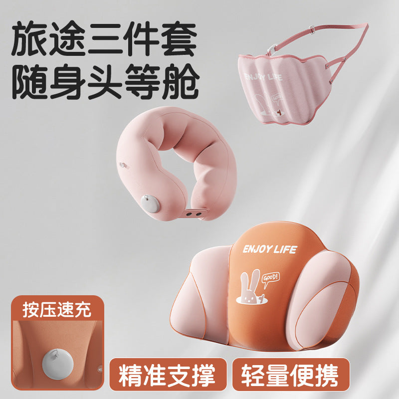 New Pvc Outdoor Products Inflatable U-Shaped Pillow Lumbar Support Cross-Border Multi-Scenario Cervical Pillow Pillow Cushion Four-Piece Set - image 1