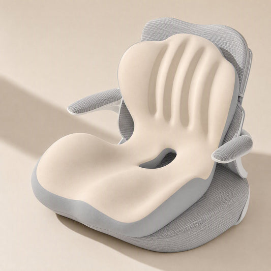 Memory foam backrest cushion with suede external material and a solid-color pattern