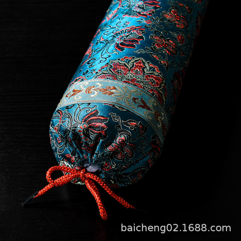 Chinese-Style Brocade Neck Protection Round Pillowcase Buckwheat Shell Pillow Candy Pillowcase Cervical Pillowcase - image 4