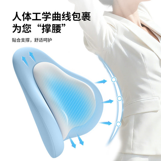 Lumbar Support Office Memory Foam Seat Cushion, Lumbar Pillow for Long Sitting, Double-Layer Spliced Cushion, Chair Lumbar Support Backrest Pad - image 2