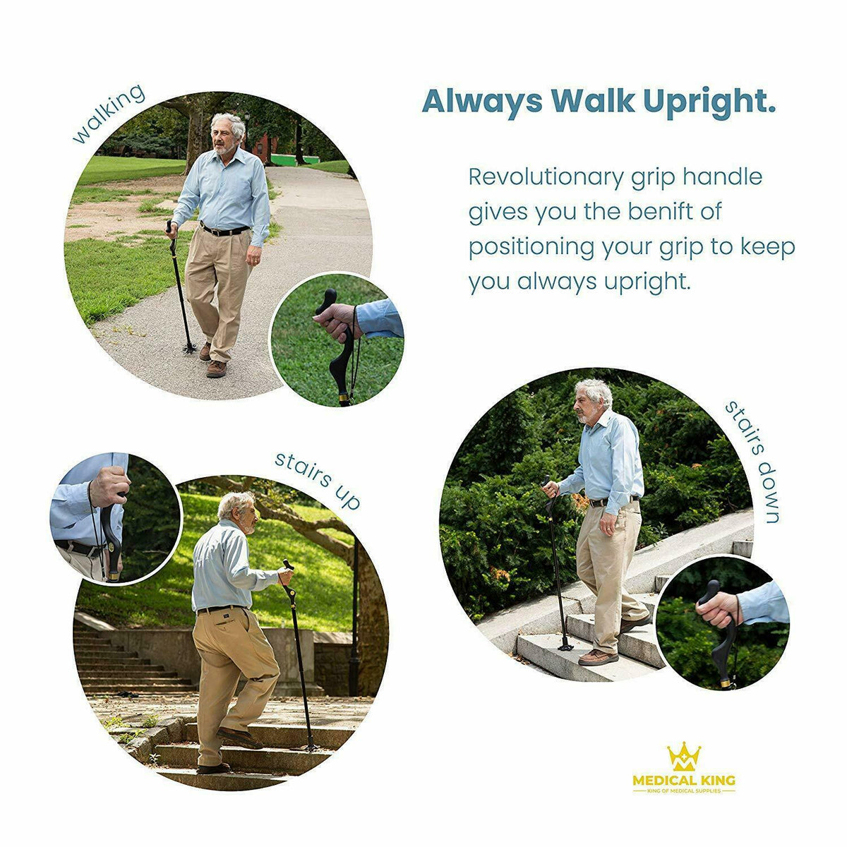 Posture Walking Stick Cane For Men And Women With Adjustable Heights Folding…