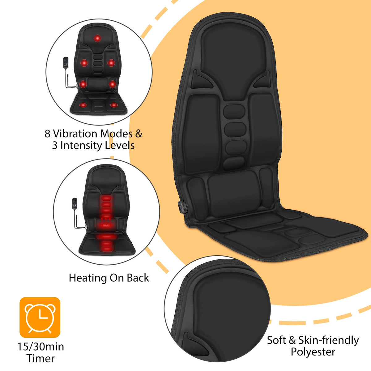 Back Massager Cushion Electric Massage Car Seat Cushion Chair Pad W Heating…