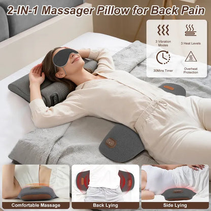 2 In 1 Electric Lumbar Massager Support Pillow Memory Foam Lower Back…