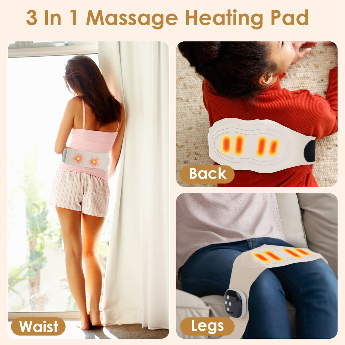EMS Lower Back Massager Heating Pad Cordless Heating Pad For Back Belly…