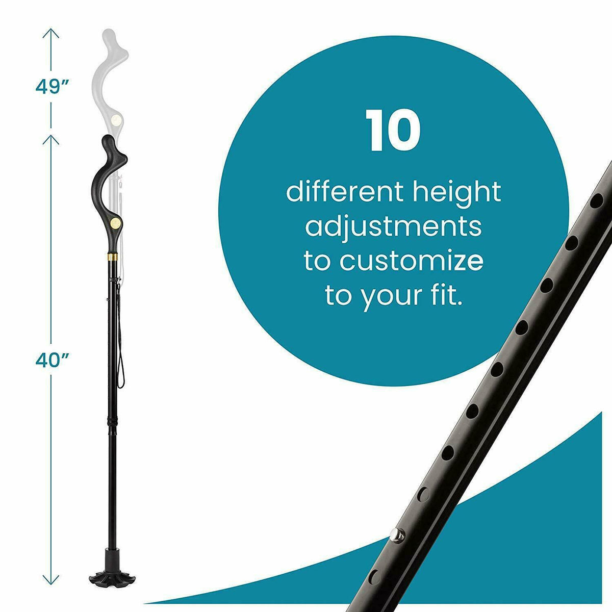 Posture Walking Stick Cane For Men And Women With Adjustable Heights Folding…